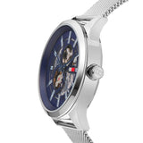 Tommy Hilfiger Spencer Skeleton Black Dial Silver Mesh Bracelet Watch for Men - 1791643 Authentic Buy Shop Now
