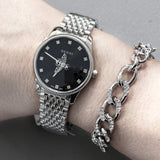 Gucci G Timeless Quartz Black Dial Silver Steel Strap Watch For Women - YA1265020 Authentic Buy Shop Now
