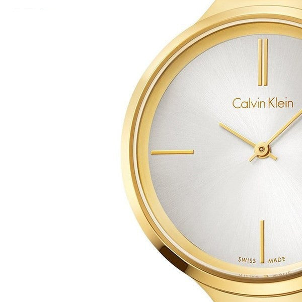 Calvin Klein Lively White Dial Gold Steel Strap Watch for Women - K4U23526 Authentic Buy Shop Now