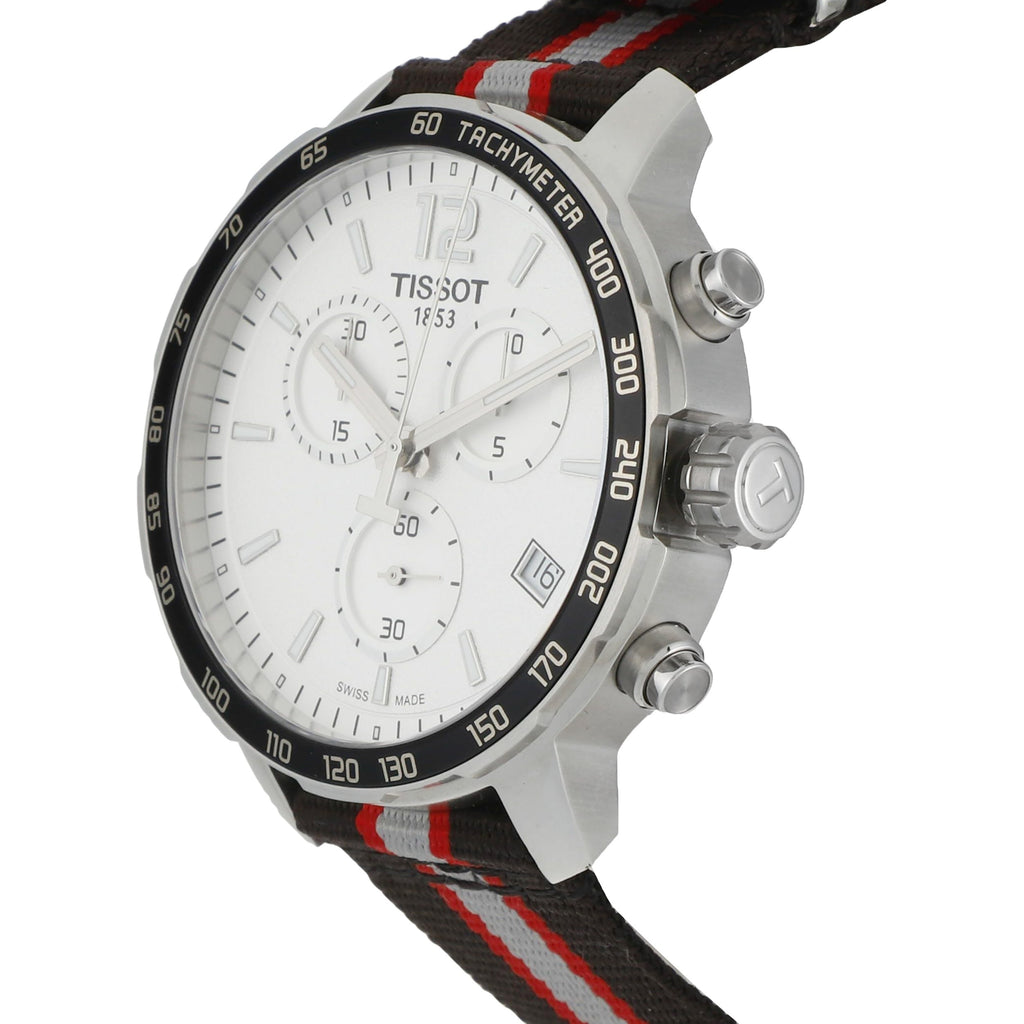 Tissot Quickster Chronograph NBA Toronto Raptors White Dial Two Tone NATO Strap Watch for Men - T095.417.17.037.16 Authentic Buy Shop Now