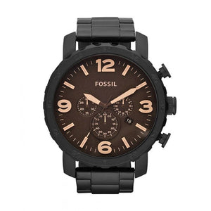 Fossil Nate Chrongraph Ion Plated Black Dial Black Steel Strap Watch for Men - JR1356 Authentic Buy Shop Now