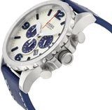 Fossil Nate Chronograph White Dial Blue Leather Strap Watch for Men - JR1480 Authentic Buy Shop Now