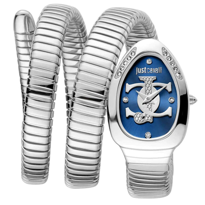 Just Cavalli Glam Evo 5 Blue Dial Silver Steel Strap Watch for Women - JC1L228M0025 Authentic Buy Shop Now