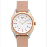 Emporio Armani Valeria Quartz White Dial Beige Leather Strap Watch For Women - AR11031 Authentic Buy Shop Now