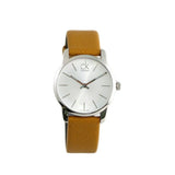 Calvin Klein City Silver Dial Light Brown Leather Strap Watch For Women- K2G23120 Authentic Buy Shop Now