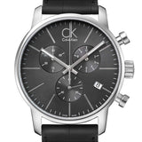 Calvin Klein City Chronograph Black Dial Black Leather Strap Watch for Men - K2G271C3 Authentic Buy Shop Now