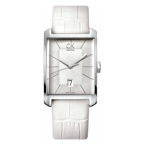 Calvin Klein Window White Dial White Leather Strap Watch for Men - K2M21120 Authentic Buy Shop Now