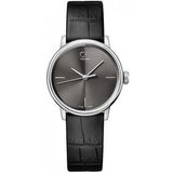Calvin Klein Accent Black Dial Black Leather Strap Watch for Women - K2Y2Y1C3 Authentic Buy Shop Now