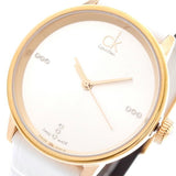 Calvin Klein Accent White Dial White Leather Strap Watch for Women - K2Y2Y6KW Authentic Buy Shop Now