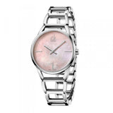 Calvin Klein Stately Pink Mother of Pearl Dial Silver Steel Strap Watch for Women - K3G2312E Authentic Buy Shop Now
