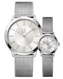 Calvin Klein Minimal White Dial Silver Mesh Bracelet Watch for Men - K3M22126 Authentic Buy Shop Now
