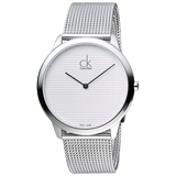 Calvin Klein Minimal White Dial Silver Mesh Bracelet Watch for Men - K3M2112Y Authentic Buy Shop Now
