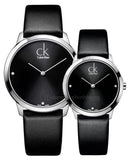 Calvin Klein Minimal Diamonds Black Dial Black Leather Strap Watch for Men - K3M211CS Authentic Buy Shop Now