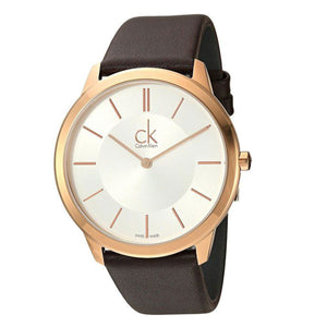 Calvin Klein Minimal White Dial Brown Leather Strap Watch for Men - K3M216G6 Authentic Buy Shop Now