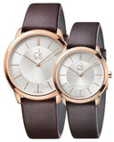 Calvin Klein Minimal White Dial Brown Leather Strap Watch for Women - K3M226G6 Authentic Buy Shop Now