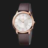 Calvin Klein Minimal White Dial Brown Leather Strap Watch for Men - K3M216G6 Authentic Buy Shop Now