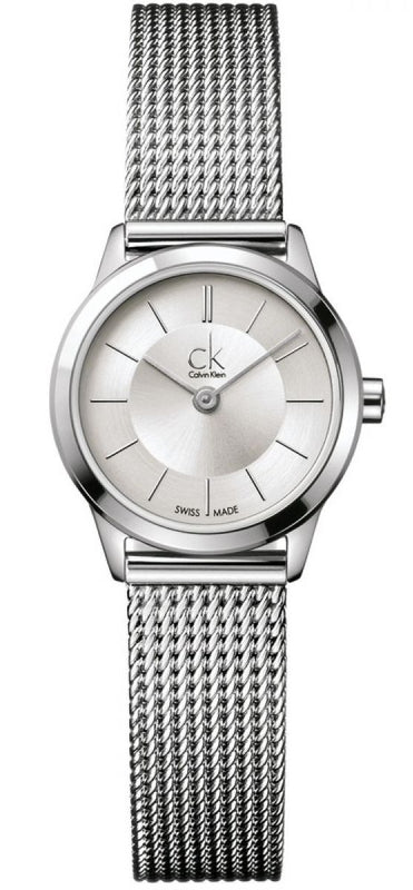 Calvin Klein Minimal White Dial Silver Mesh Bracelet Watch for Women - K3M23126 Authentic Buy Shop Now