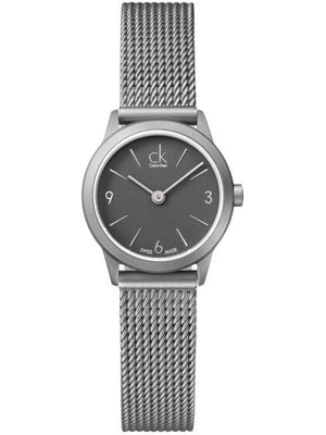 Calvin Klein Minimal Grey Dial Silver Mesh Bracelet Watch for Women - K3M53154 Authentic Buy Shop Now