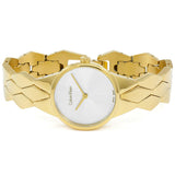 Calvin Klein Snake Silver Dial Yellow Gold Steel Strap Watch For Women - K6E23546 Authentic Buy Shop Now