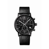 Calvin Klein Post Minimal Chronograph Black Dial Black Leather Strap Watch for Men - K7627401 Authentic Buy Shop Now