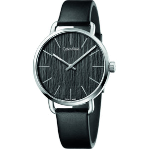 Calvin Klein Even Black Dial Black Leather Strap Watch for Women - K7B211C1 Authentic Buy Shop Now