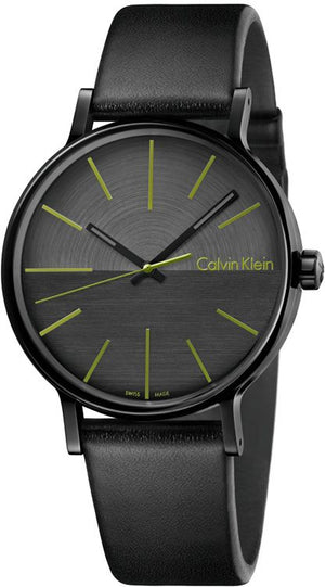 Calvin Klein Boost Black Dial Black Leather Strap Watch for Men - K7Y214CL Authentic Buy Shop Now
