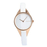 Calvin Klein Rebel White Grey Dial White Leather Strap Watch for Women - K8P236L6 Authentic Buy Shop Now