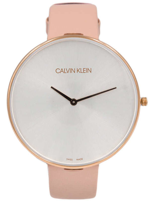 Calvin Klein Full Moon Silver Dial Pink Leather Stap Watch for Women - K8Y236Z6 Authentic Buy Shop Now