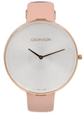 Calvin Klein Full Moon Silver Dial Pink Leather Stap Watch for Women - K8Y236Z6 Authentic Buy Shop Now
