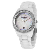 Emporio Armani Ceramica White Mother of Pearl Dial Stainless Steel Strap Watch For Women - AR1426 Authentic Buy Shop Now