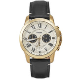 Fossil Grant Chronograph White Dial Black Leather Strap Watch for Men - FS5272 Authentic Buy Shop Now