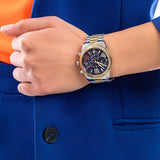 Michael Kors Lexington Chronograph Blue Dial Two Tone Steel Strap Watch For Women - MK7218 Authentic Buy Shop Now