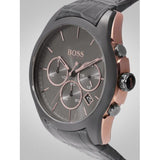 Hugo Boss Onyx Grey Dial Black Leather Strap Watch for Men - 1513366 Authentic Buy Shop Now