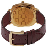 Gucci Grip Quartz Yellow Gold Dial Maroon Leather Strap Watch For Women - YA157405 Authentic Buy Shop Now