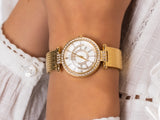 Guess Muse Crystals White Dial Rose Gold Steel Strap Watch For Women - W1008L2 Authentic Buy Shop Now