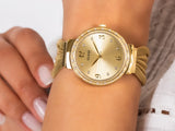 Guess Chiffon Gold Dial Gold Mesh Bracelet Watch For Women - W1083L2 Authentic Buy Shop Now