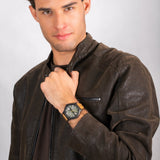 Armani Exchange Hampton Chronograph Green Dial Brown Leather Strap Watch For Men - AX2412 Authentic Buy Shop Now