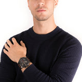 Diesel Mr Daddy Chronograph Blue Dial Brown Leather Strap Watch For Men - DZ7314 Authentic Buy Shop Now