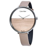 Calvin Klein Rise White Beige Dial Beige Leather Strap Watch for Women - K7A231XH Authentic Buy Shop Now