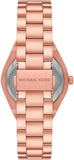 Michael Kors Lennox Three Hand Black Dial Rose Gold Steel Strap Watch For Women - MK7392 Authentic Buy Shop Now