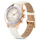 Swarovski Octea Chrono Crystals White Dial White Leather Strap Watch for Women - 5671150 Authentic Buy Shop Now