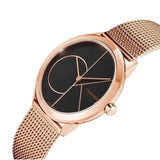 Calvin Klein Minimal Black Dial Rose Gold Mesh Bracelet Watch for Men - K3M21621 Authentic Buy Shop Now