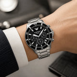 Emporio Armani World Explorer Black Dial Silver Steel Strap Watch for Men - AR11739 Authentic Buy Shop Now