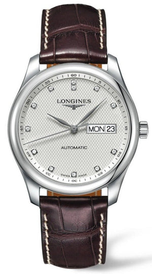 Longines Master Collection Automatic 38.5mm Silver Diamond Dial Brown Leather Strap Watch for Men - L2.755.4.77.3 Authentic Buy Shop Now