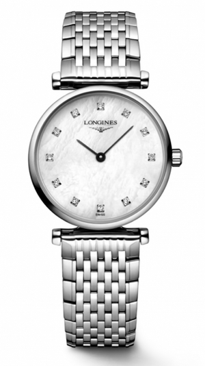 Longines La Grande Classique Diamonds White Dial Silver Steel Strap Watch for Women - L4.209.4.87.6 Authentic Buy Shop Now