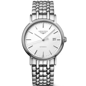 Longines Presence Automatic White Dial Silver Steel Strap Watch for Men - L4.921.4.12.6 Authentic Buy Shop Now