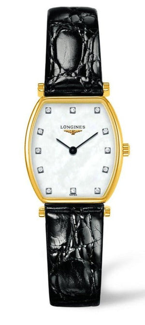 Longines La Grande Classique de Longines Tonneau White Dial Black Leather Strap Watch for Women - L4.205.2.87.2 Authentic Buy Shop Now