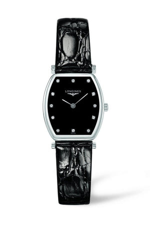 Longines La Grande Classique de Longines Tonneau Black Dial Black Leather Strap Watch for Women - L4.205.4.58.2 Authentic Buy Shop Now