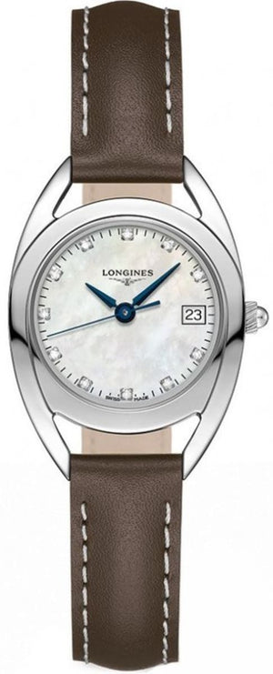 Longines Equestrian Mother of Pearl Dial Brown Leather Strap Watch for Women - L6.136.0.87.2 Authentic Buy Shop Now