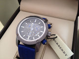 Burberry Sports Chronograph Black Dial Blue Rubber Strap Watch for Men - BU7714 Authentic Buy Shop Now